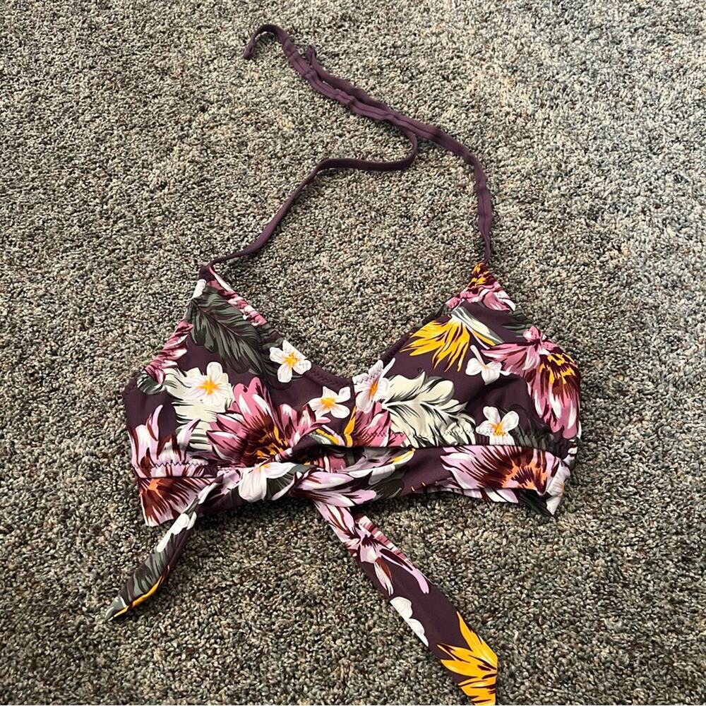 Kona Sol Floral Halter Top Tie String Bikini Top Women's Size Small Swimwear